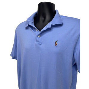 Polo Ralph Lauren Polo Shirt Light Blue Flesh Pony Classic Fit Golf Preppy Sz L